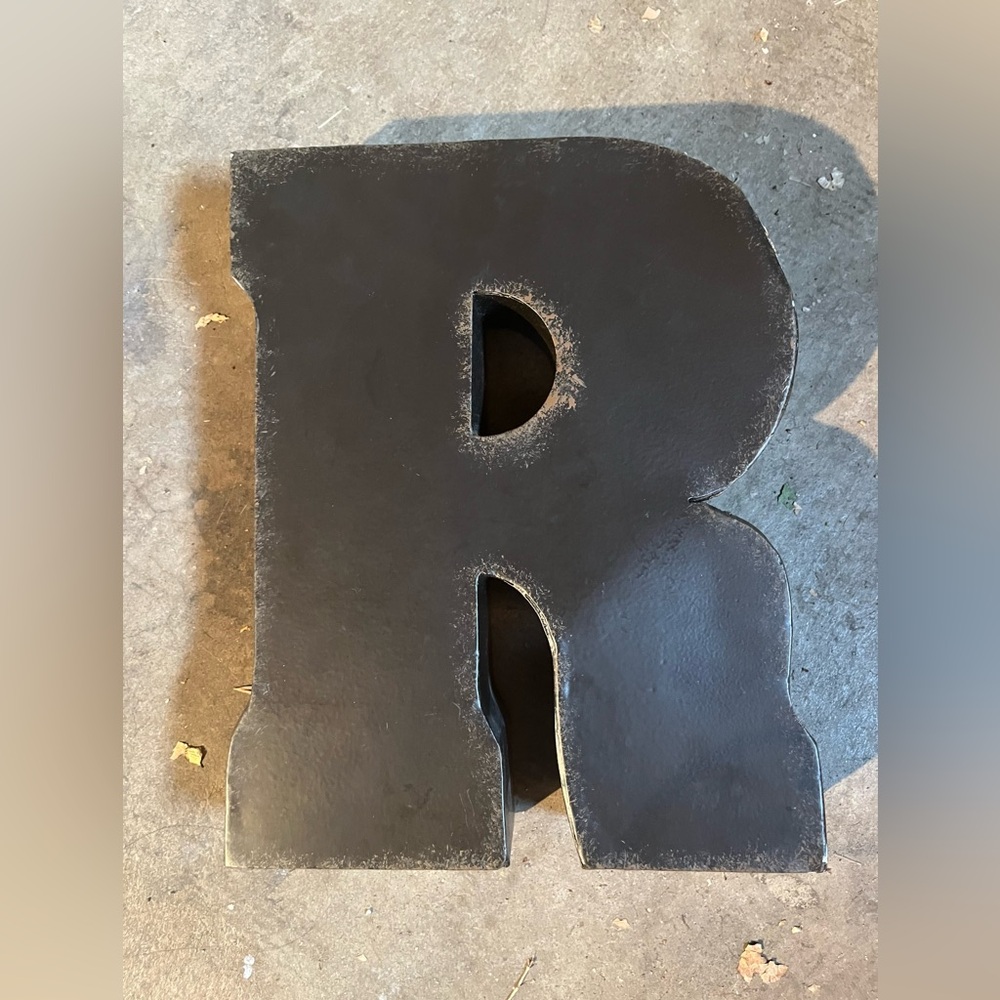 Dark Brown Metal Letter R Decor